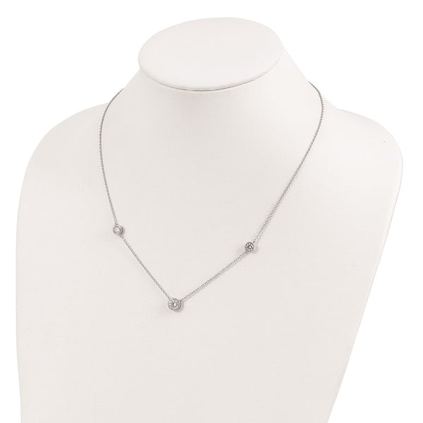 Sterling Silver Cubic Zirconia 18-inch 3-Station Necklace