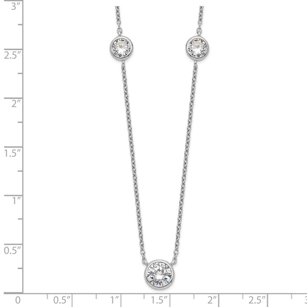 Sterling Silver Cubic Zirconia 18-inch 3-Station Necklace