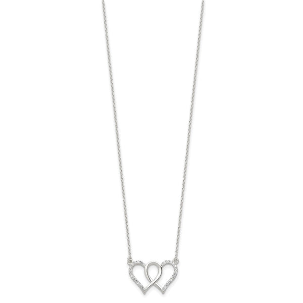 Sterling Silver Cubic Zirconia 18-inch Heart Necklace