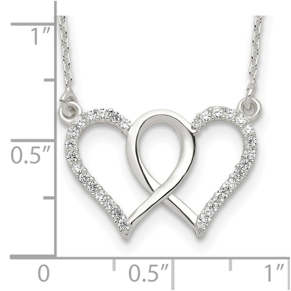 Sterling Silver Cubic Zirconia 18-inch Heart Necklace