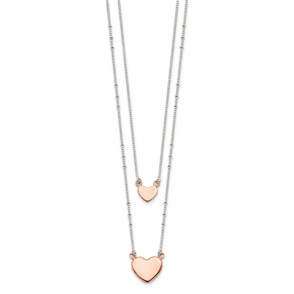 Sterling Silver 18-inch Heart Two Layer Necklace