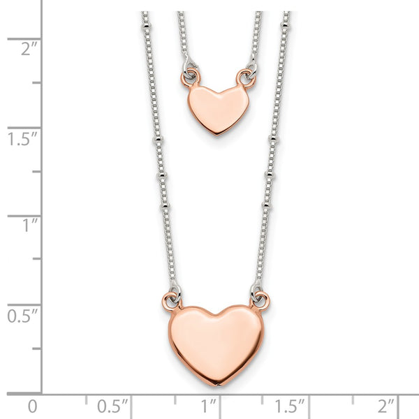 Sterling Silver 18-inch Heart Two Layer Necklace