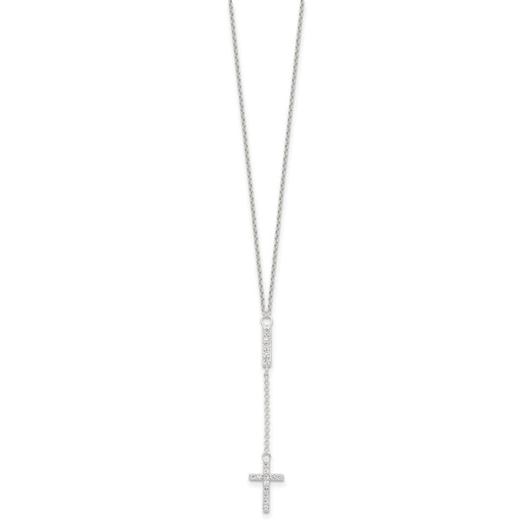 Sterling Silver Cubic Zirconia 16-inch Cross Necklace