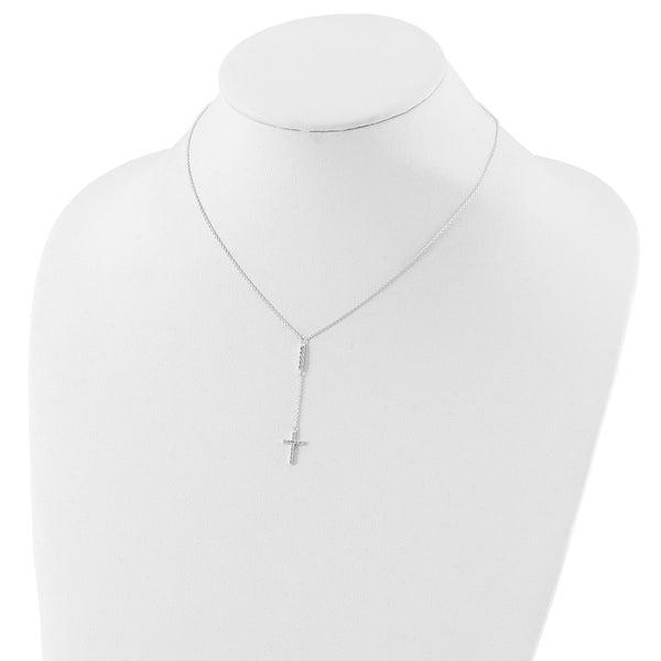 Sterling Silver Cubic Zirconia 16-inch Cross Necklace