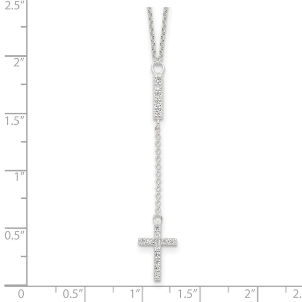 Sterling Silver Cubic Zirconia 16-inch Cross Necklace