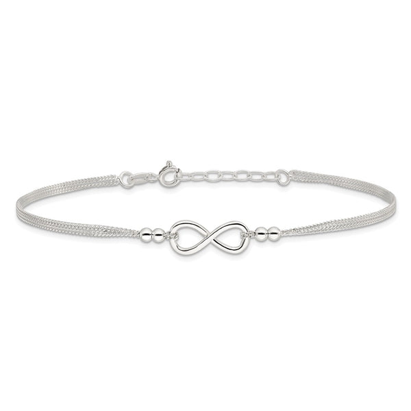 Sterling Silver 10-inch Infinity Anklet