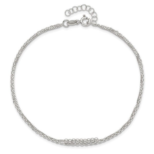 Sterling Silver 10-inch 2-Strand Anklet