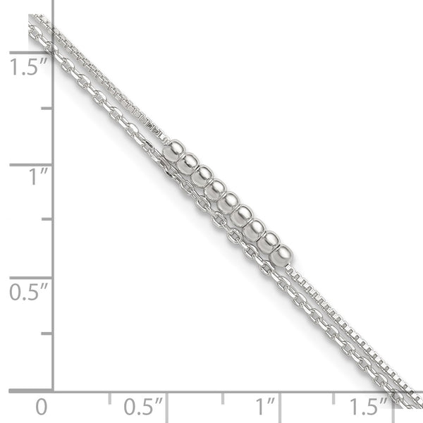 Sterling Silver 10-inch 2-Strand Anklet