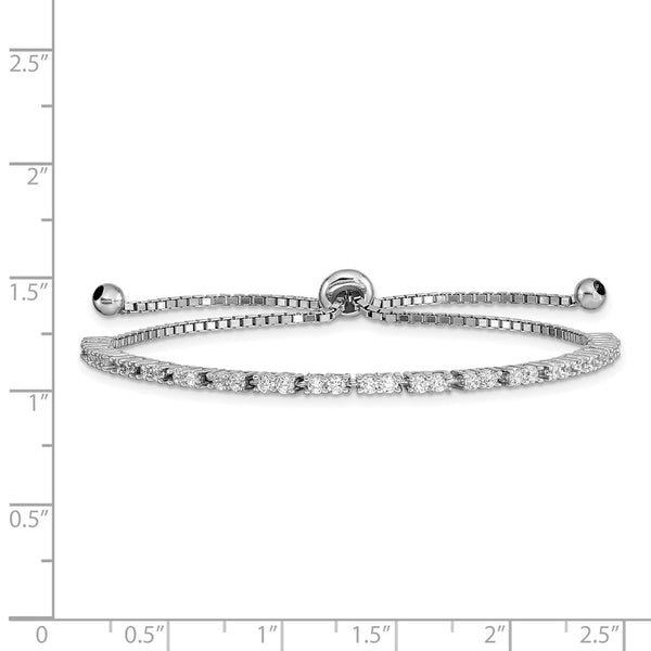 Sterling Silver Cubic Zirconia Bolo Birthstone Bracelet