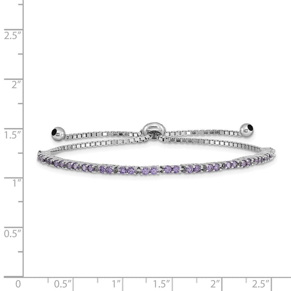 Sterling Silver Cubic Zirconia Bolo Birthstone Bracelet