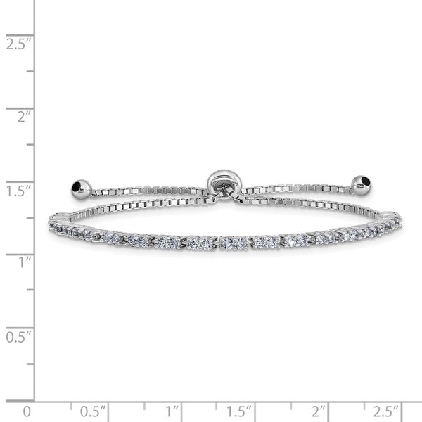 Sterling Silver Cubic Zirconia Bolo Birthstone Bracelet