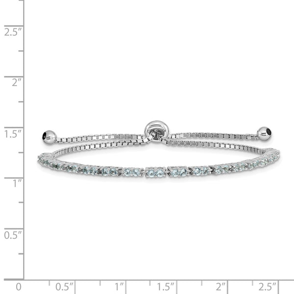 Sterling Silver Cubic Zirconia Bolo Birthstone Bracelet