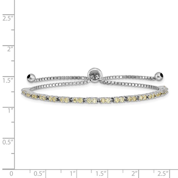 Sterling Silver Cubic Zirconia Bolo Birthstone Bracelet