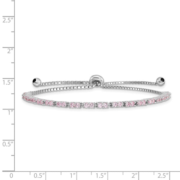 Sterling Silver Cubic Zirconia Bolo Birthstone Bracelet