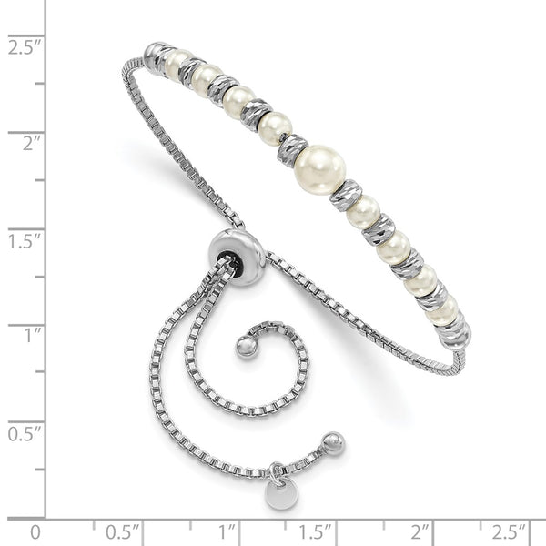 Sterling Silver Pearl Bolo Beaded Bracelet