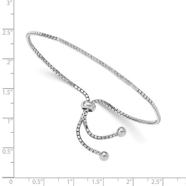 Sterling Silver Cubic Zirconia Bolo Bracelet