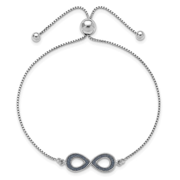 Sterling Silver Glitter Infinity Bolo Bracelet