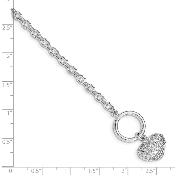 Sterling Silver 7.5-inch 14.4MM Heart Toggle Bracelet