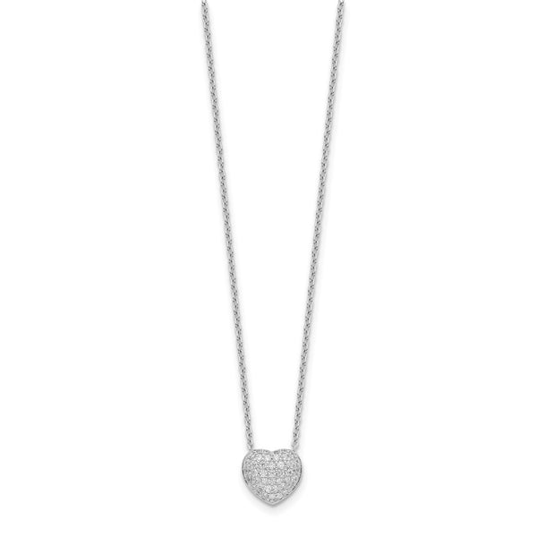 Sterling Silver Cubic Zirconia 15.5-inch Heart Necklace