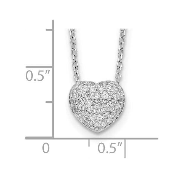 Sterling Silver Cubic Zirconia 15.5-inch Heart Necklace