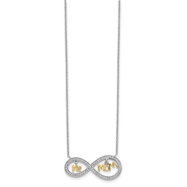 Sterling Silver Cubic Zirconia 18-inch Infinity Mom and Me Two-Tone Necklace