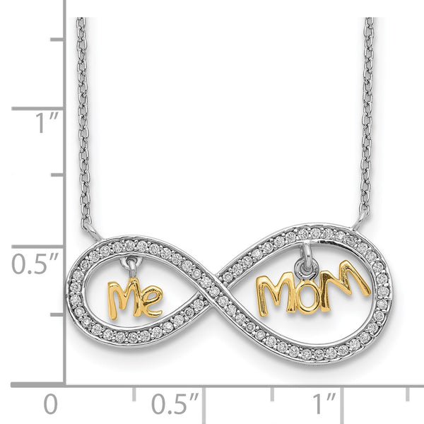 Sterling Silver Cubic Zirconia 18-inch Infinity Mom and Me Two-Tone Necklace