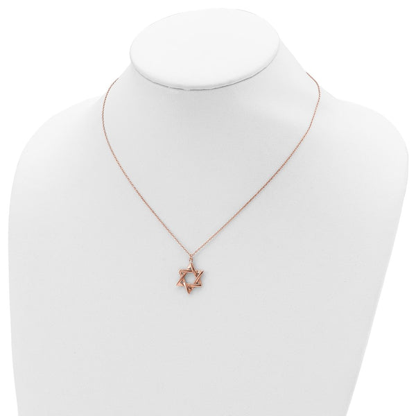 Rose Gold Plated Sterling Silver 16.5-inch Star Of David Necklace