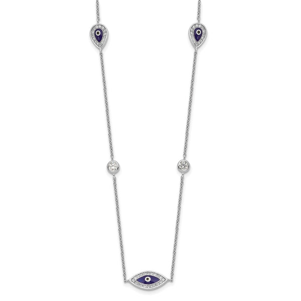 Sterling Silver Cubic Zirconia 36-inch Evil Eye Necklace