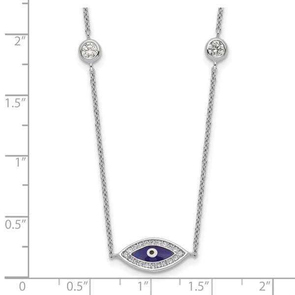 Sterling Silver Cubic Zirconia 36-inch Evil Eye Necklace