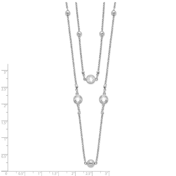 Sterling Silver Cubic Zirconia 17-inch Fashion 2-Strand Necklace