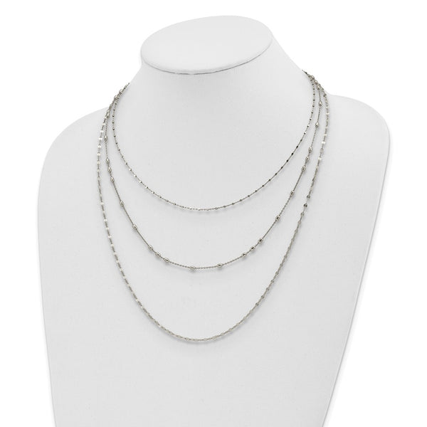 Sterling Silver 17.5-inch Multi-Layer Beaded Necklace