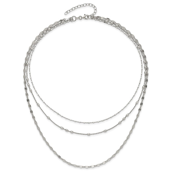 Sterling Silver 17.5-inch Multi-Layer Beaded Necklace