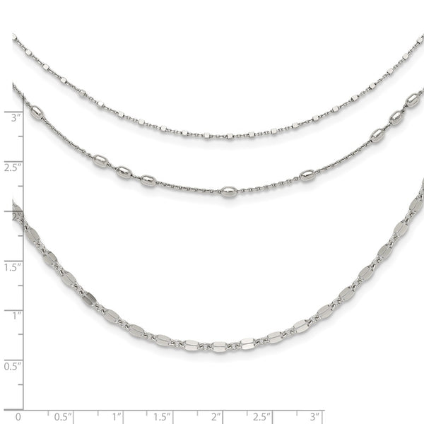 Sterling Silver 17.5-inch Multi-Layer Beaded Necklace