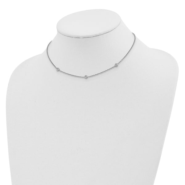 Sterling Silver Cubic Zirconia 15-inch Fashion Choker Necklace