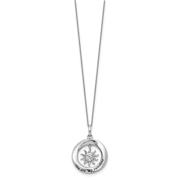 Sterling Silver Crystal 18-inch 19MM You Are My Sunshine Necklace