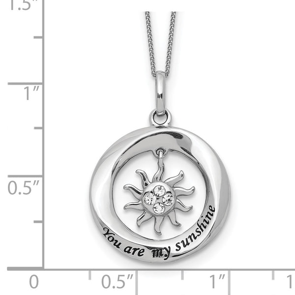 Sterling Silver Crystal 18-inch 19MM You Are My Sunshine Necklace