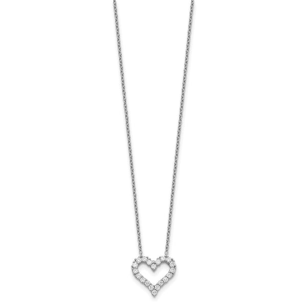 Sterling Silver Cubic Zirconia 18-inch Heart Necklace