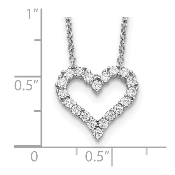 Sterling Silver Cubic Zirconia 18-inch Heart Necklace