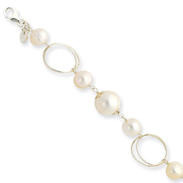 Sterling Silver Pearl 8.5-inch Lobster Clasp Bracelet