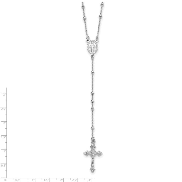 Sterling Silver 24-inch Beaded Rosary Necklace