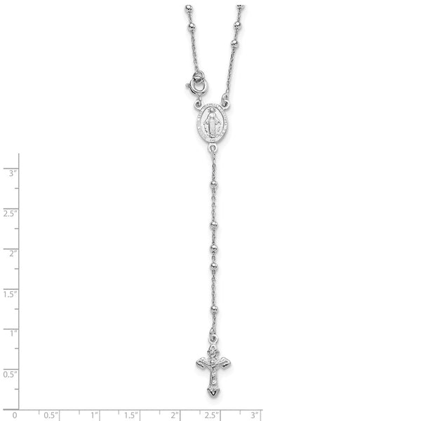 Sterling Silver 18-inch Beaded Rosary Necklace