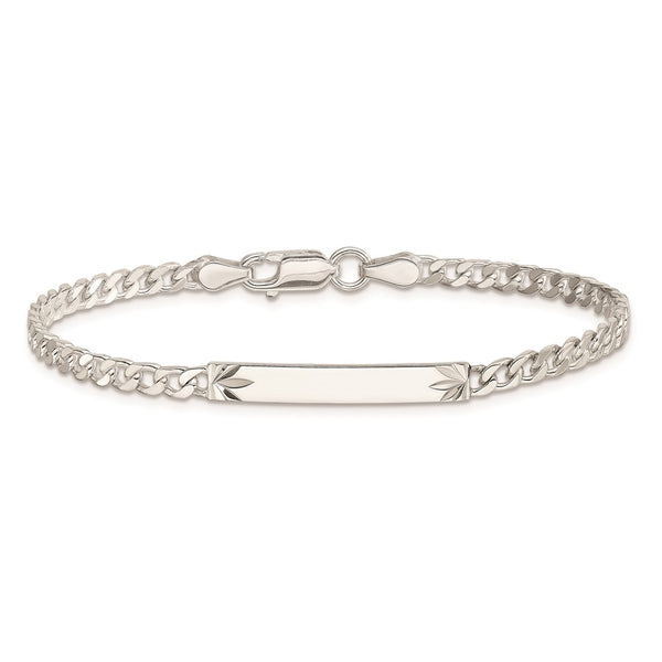 Sterling Silver 8-inch 3MM Lobster Clasp Curb ID Bracelet