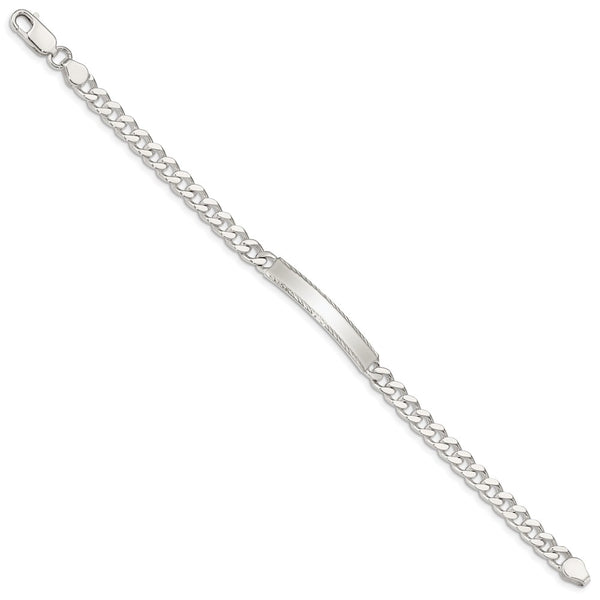 Sterling Silver 7-inch 5MM Diamond-cut Lobster Clasp Curb ID Bracelet