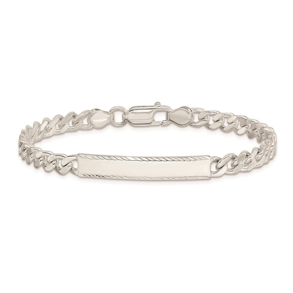 Sterling Silver 7-inch 5MM Diamond-cut Lobster Clasp Curb ID Bracelet