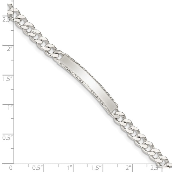 Sterling Silver 8-inch 5MM Diamond-cut Lobster Clasp Curb ID Bracelet