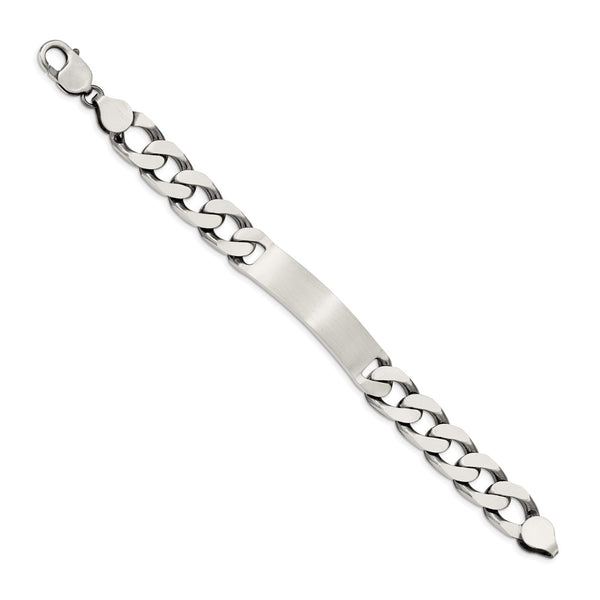 Sterling Silver 7.5-inch 10MM Lobster Clasp Curb ID Bracelet