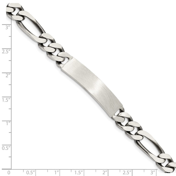 Sterling Silver 7-inch 8MM Lobster Clasp Figaro ID Bracelet