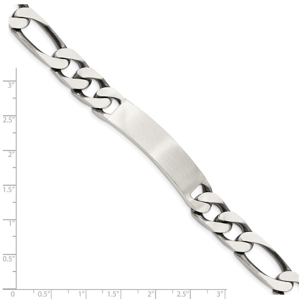 Sterling Silver 8.5-inch 10MM Lobster Clasp Figaro ID Bracelet