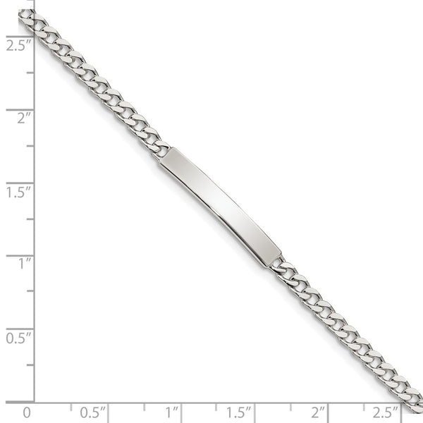 Engravable Sterling Silver 7-inch 4MM Lobster Clasp Curb ID Bracelet