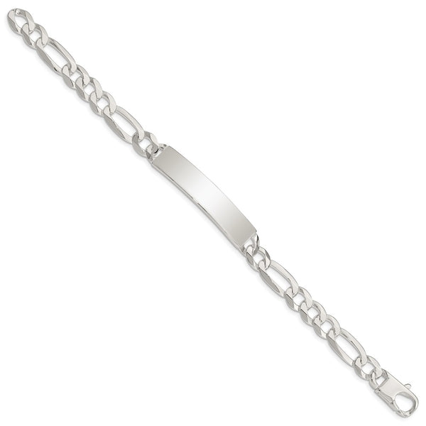 Sterling Silver 8.5-inch 8MM Lobster Clasp Figaro ID Bracelet